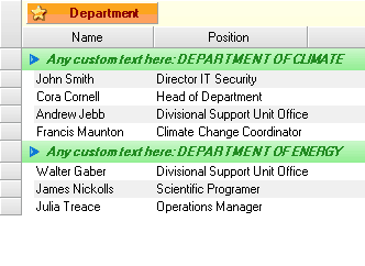 Appearance of grouped rows